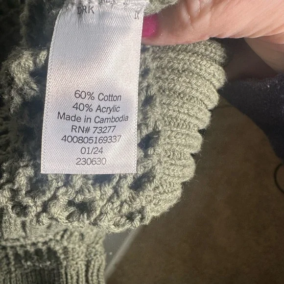 Sonoma Women's Sage Green Open Knit Sweater - Picture 4 of 5